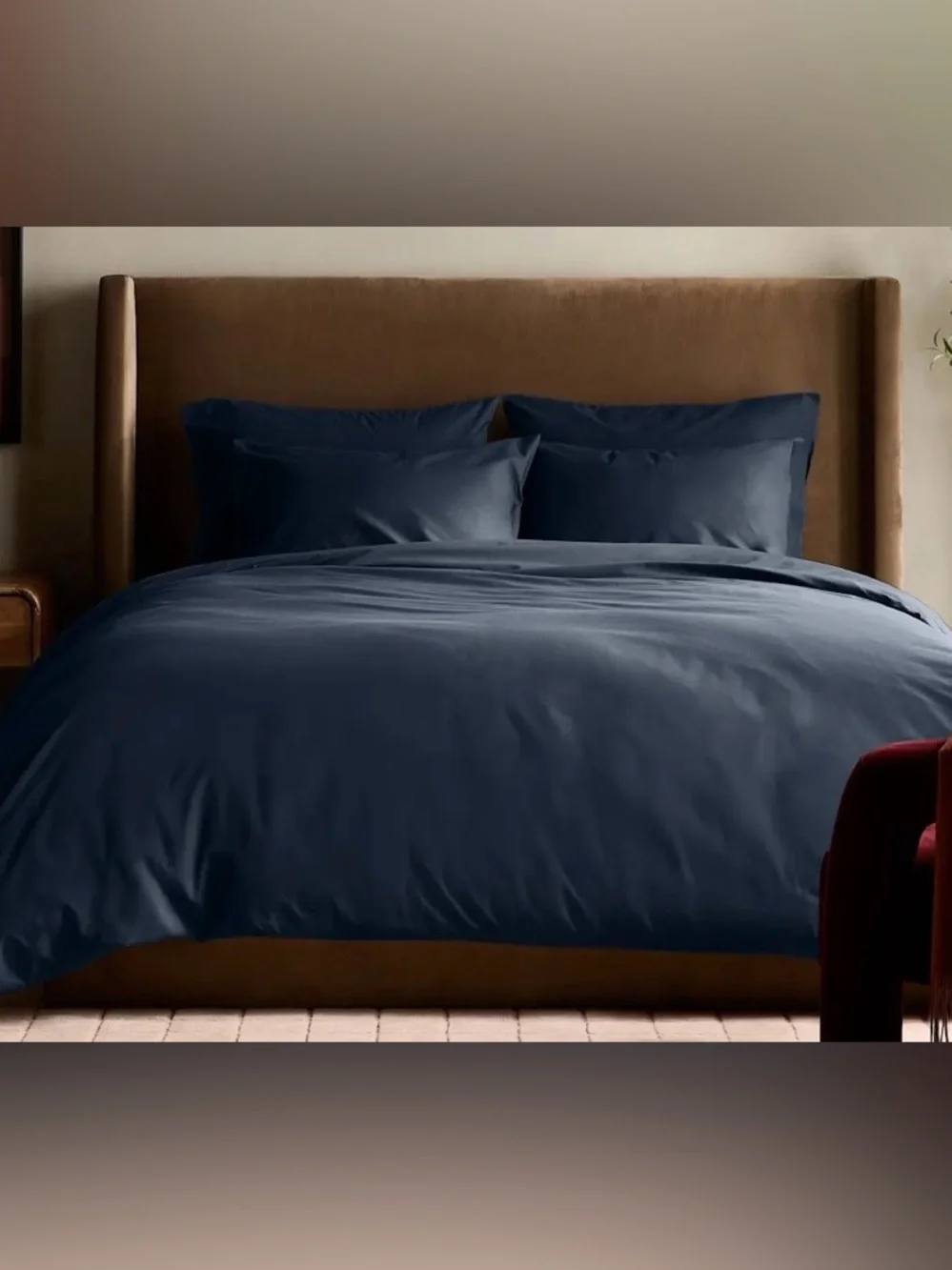 Quince Organic Crisp Percale 3 Piece Duvet Cover Set, King/Cal (Navy)